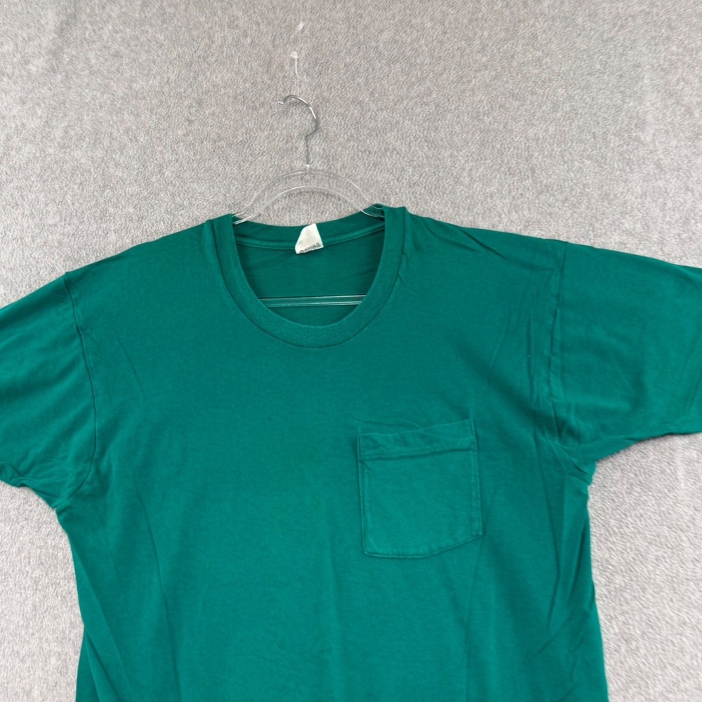 Fruit of the Loom Pocket T-Shirt Mens XL Teal Vintage 90s Single Stitch USA